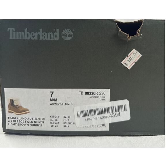 Timberland Roll Top Boots Womens 7 M Light Brown Nubuck Warm Lined Fleece WP - Picture 13 of 13